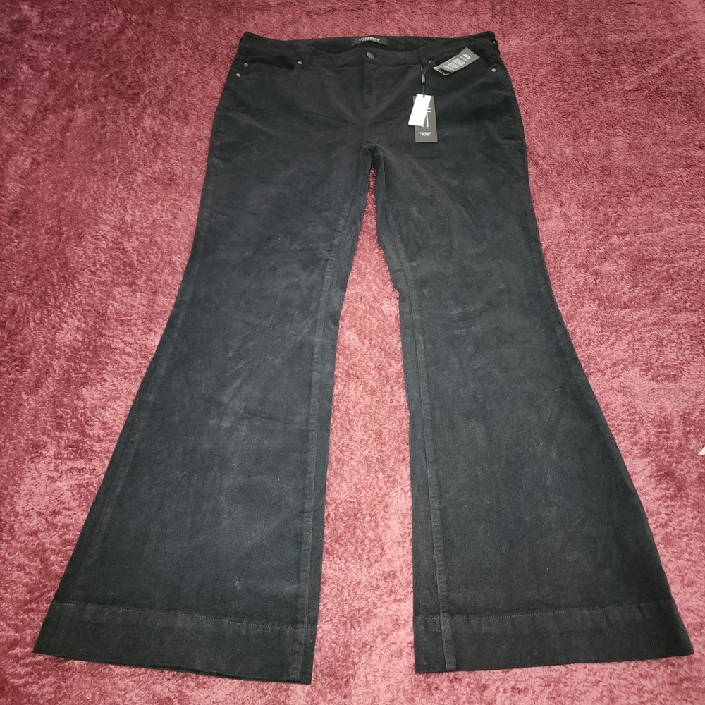 Liverpool Los Angeles Hannah Flare Black Corduroy Pants 18W NWT